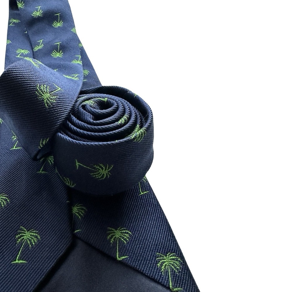 Polo Ralph Lauren Mens Blue Green Palm Tree AOP Silk Tie 3.75 Inch Width Italy - Picture 5 of 5